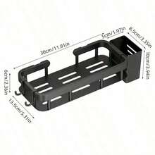 No Drill Bathroom Shelf, Wall-Mounted Storage Rack, Shower Gel And Cosmetics Organizer Bathroom Accessories And Tools - Black - View 14