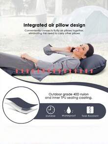 1pc Double Layer Inflatable Sleeping Pad – Built-In Air Pump, Ultralight Portable Waterproof Air Mattress For Camping, Outdoor Travel - Multicolor - View 10