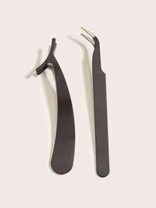 2pcs Grafting False Eyelashes Grafting Tweezers - Black - View 2