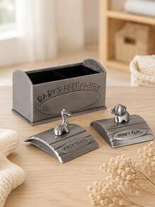 Haus Hana 1pc Mini Hair And Teeth Memorial Box, Metal Engraved Memory Box, Suitable For Teeth, Baby Christening, Shower Gifts, Retro Decoration - multicolor - View 1