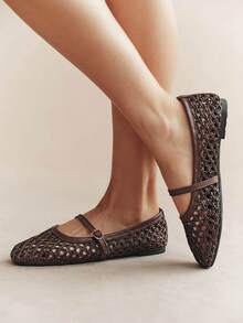 Rosivie Women's New Fashion French Style Soft Ballerina Flats Bow Decor Suede Loafers Square Toe Valentine's Day Fall Shoes - dark brown - View 2