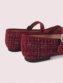 CUCCOO DOLLMOD Women's Shoes, Burgundy Fabric, Square Toe Simple Buckle Flats, Comfortable Atmosphere, Versatile Soft Sole For Daily Commuting Mary Jane - Red Violet - View 8