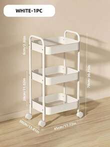 1 Pc Functional Mobile Trolley With Strong Load-Bearing Capacity, Rust-Proof And Durable. Equipped With Display Shelves And Casters, It Is Easy To Assemble And Suitable For Kitchens, Bathrooms, Living Rooms, And Study Rooms. - Multicolor - View 15