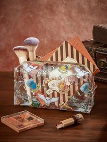 HARRY POTTER X SHEIN 透明 PVC 化妝包，附印花防水拉鍊，多功能旅行盥洗包與化妝收納袋，適合日常洗漱用品、文具及小雜物收納 - 彩色 - 查看 2