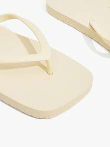Grefit Simple Solid Color Girl Flip-Flops Beach Shoes Summer Shoes - Beige - View 6