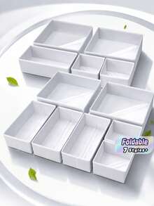 6PCS Fabric Drawer Style Cosmetic Storage Box, Multi-Compartment Makeup Organizer With Handle, Portable Jewelry Storage Box, Dustproof Dresser Storage Solution, Bedroom Home Decor, Vanity Counter Organizer - White - View 1