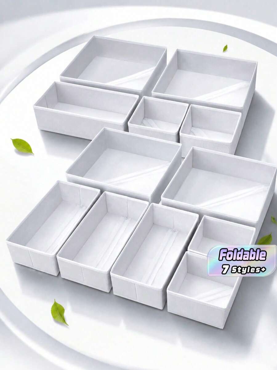 6PCS Fabric Drawer Style Cosmetic Storage Box, Multi-Compartment Makeup Organizer With Handle, Portable Jewelry Storage Box, Dustproof Dresser Storage Solution, Bedroom Home Decor, Vanity Counter Organizer - White - View 1