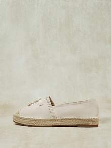 Styleloop Sandal Jerami Datar Wanita, Sepatu Tali Rami Gaya Bohemian, Cocok Untuk Liburan, Kehidupan Sehari-hari, Santai, Pantai, Perjalanan - Krem - View 3
