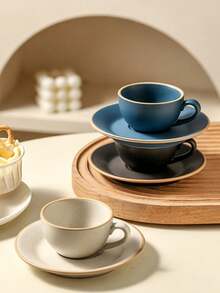 Cangkir Espresso Keramik Kapasitas Kecil dengan Sentuhan Klasik, Desain Indah untuk Kemudahan Penggunaan, Cangkir Kopi Keramik dan Piring yang Serasi untuk Perlengkapan Sekolah. - MultiWarna - View 5
