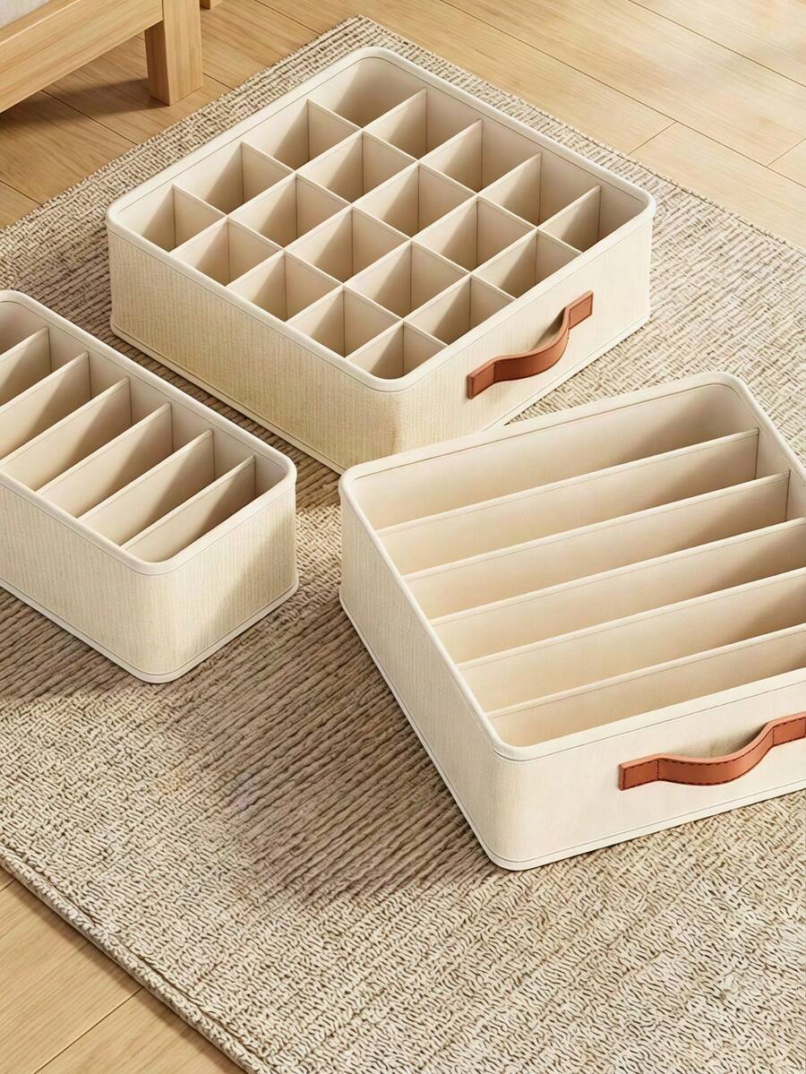 1/2 Tianshan Underwear Box: Organizer W/ Partition, Multi-Functional For Bed/Dorm/Ward. Fits Women: White T-Shirts, Black Pants, Winter/Elegant Dresses, White Shirts, Long Sleeves, White Jumpsuits, Spring/Summer Tops, Simple. - Snow Mountain White - View 1