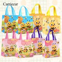 Carriecur Adorable Bee Fleece Tote Bag, Colorful Cartoon Bee Party Gift Bag, Suitable For Birthday Parties, Baby Showers, Spring Events, Classroom Rewards, Graduations, Snack Gift Bag - View 7
