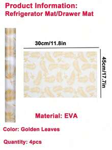 4pcs EVA Refrigerator Mats, Waterproof Moisture‑Proof Anti‑Slip Washable Reusable Lemon Pattern Liners. For Fridge, Cabinet Drawer, Shelf, Kitchen Counter, Home Kitchen Decor, Household Storage, Holiday, Festival & Daily Surface Protection. - Gold - View 14