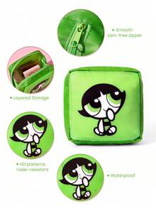THE POWERPUFF GIRLS X SHEIN 方形收納包，拉鍊密封，可存放衛生棉、化妝品、耳機數據線，支持單個或整套，女孩通勤、旅行便攜多功能雜物化妝收納包 - 彩色 - 查看 3