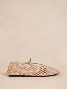 Rosivie Women's Woven Hollow Fashion Comfortable Flat Shoes - Champagne 2 - View 2