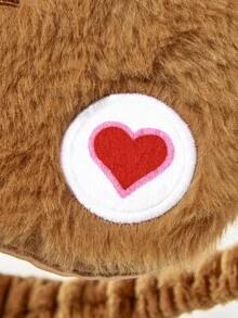SHEIN X Care Bears 1Pc Cartoon Embroidered Blindfold, Soft Plush Material, Strong Shading Power, Suitable For Going Out For Travel, Office Lunch Break - Brown - View 7