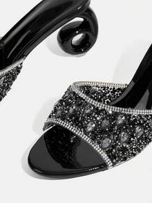 CUCCOO TILAWA Women's Luxury And Elegance Rhinestone High Heels Rhinestone High Heels Sandals Show Elegance - Black - View 10