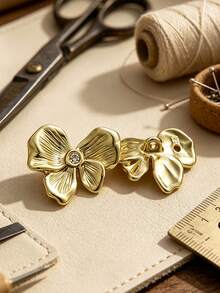 1 Pack 10 Pieces Three‑Dimensional Bow Shaped Metal Buttons Rhinestone Embedded Decorative Fasteners For Women Suits Coats Tops Dresses Hand Sewing Clothing Accessories - 10pcs - View 6