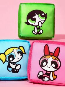THE POWERPUFF GIRLS X SHEIN 方形收納包，拉鍊密封，可存放衛生棉、化妝品、耳機數據線，支持單個或整套，女孩通勤、旅行便攜多功能雜物化妝收納包 - 彩色 - 查看 11
