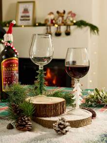 Cirelle 1 Pc Christmas Tree Goblets, Red Wine, Wine, Glassware, For Home Use, Restaurants, Home Decorations, Tableware Items, Christmas Gifts - Multicolor - View 1