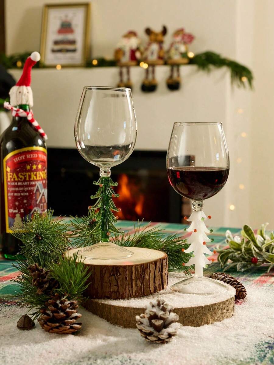 Cirelle 1 Pc Christmas Tree Goblets, Red Wine, Wine, Glassware, For Home Use, Restaurants, Home Decorations, Tableware Items, Christmas Gifts - Multicolor - View 1