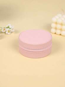 1PC Round Zipper Leather Jewelry Storage Box Foldable Portable Necklace Earring Ring Organizer Case For Travel Home Gift - Multicolor - View 12