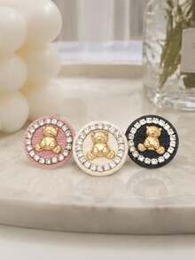1 Pack 10 Pieces Pink Rhinestone Cartoon Bear Metal Buttons Decorative Fasteners For Cashmere Coat Windbreaker Sweater Outerwear Sewing Accessories - 10pcs - View 7