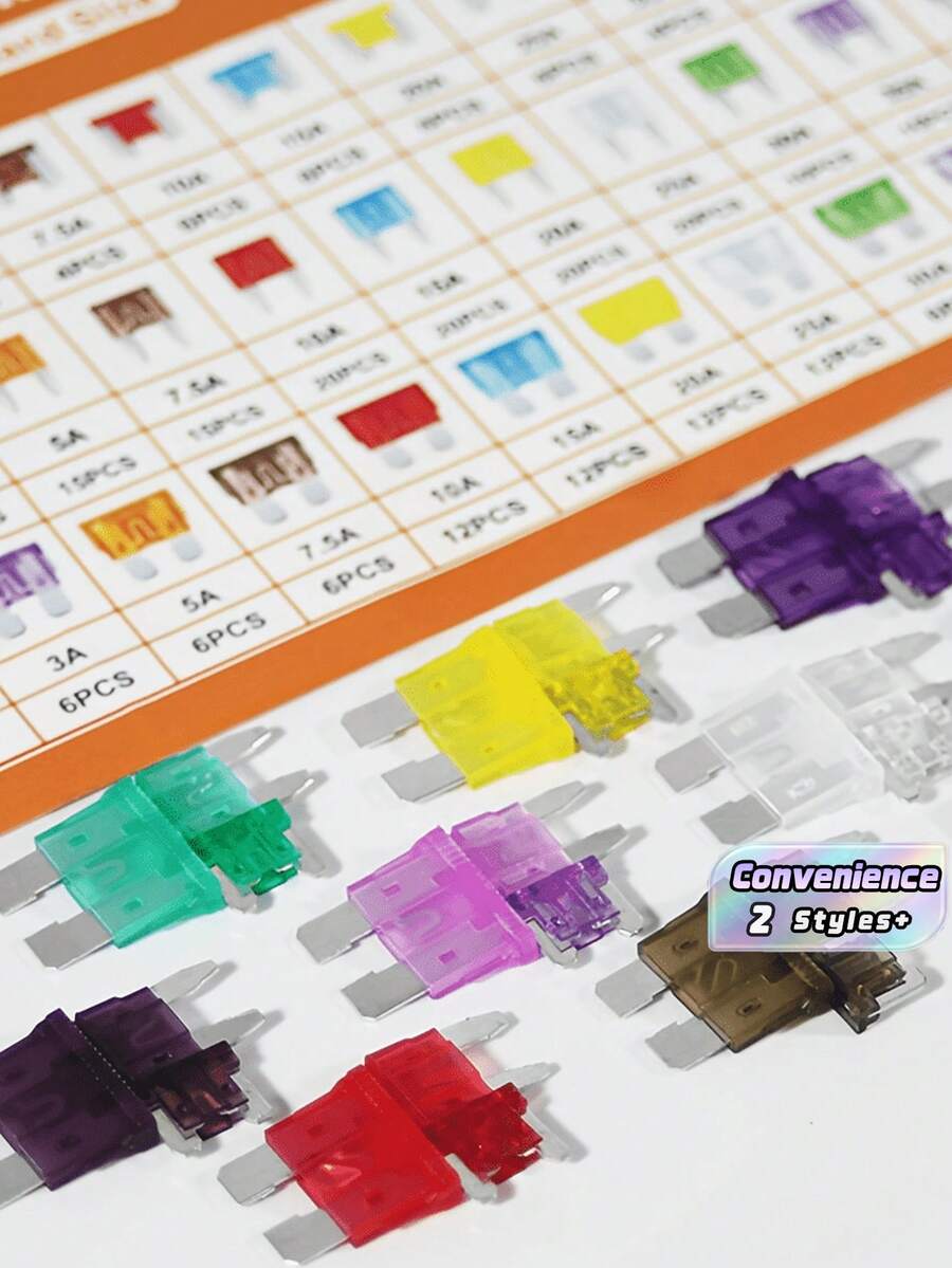 100pcs Sekering Mobil 2A-35A Kit Sekering Mini Blade untuk Sepeda Motor, Perahu, Truk, Set Sekering Blade Otomotif, Set Sekering Otomatis Truk - warna-warni - View 1