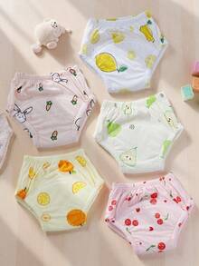 Sweet Fruit And Vegetable Pattern Baby Training Diapers, Thickened Absorbent Inner, Infant And Toddler Toilet Practice Can Be Repeated To Clean Diaper - Multicolor - View 1