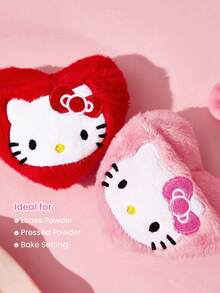 HELLO KITTY AND FRIENDS | SHEIN مجموعة من قطعتين من إسفنجات المكياج الناعمة على شكل قلب، مزينة بفيونكة كرتونية، إسفنجة تجميل ناعمة لتثبيت المكياج بالبودرة السائبة، أداة تجميل محمولة للاستخدام اليومي - متعدد الألوان - مشاهدة 3