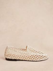 Rosivie Woven Mesh Mary Jane Round Toe Flat Shoes - Apricot 4 - View 2