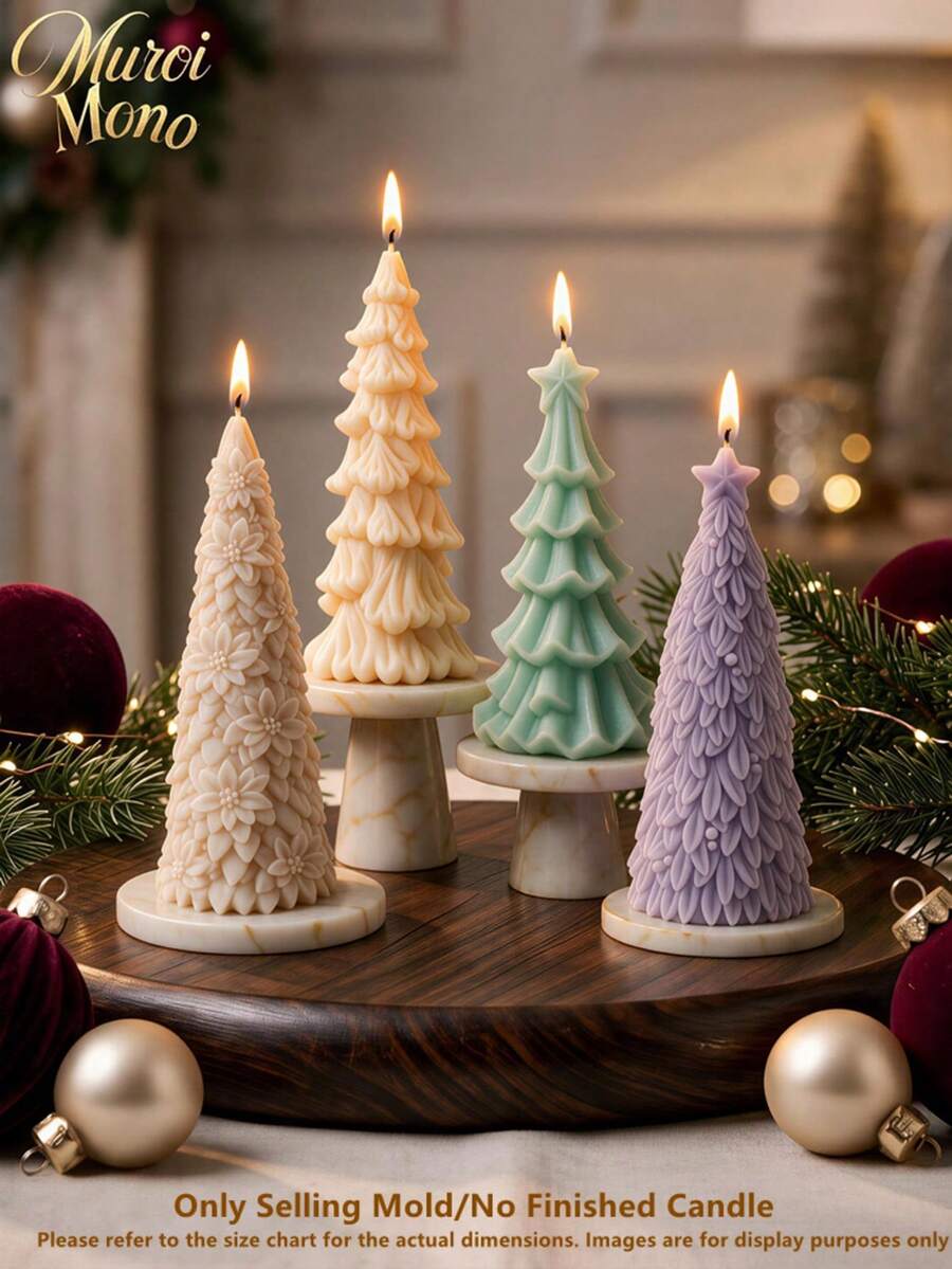 Christmas Pillar Tree Silicone Candle Mold Christmas Tree Silicone Mold Xmas Design Soy Wax Silicone Mould Christmas Home Decor