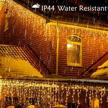 Teckwe Solar Ice Waterfall Light String, 228 Pcs LED Icicle String Light, Outdoor IP44 Halloween Light Strip, 8 Lighting Modes Christmas Lights, Perfect For Christmas, And Thanksgiving Decorations, Patio, Garden, Party, Wedding - Warm White-8 lighting modes - View 2