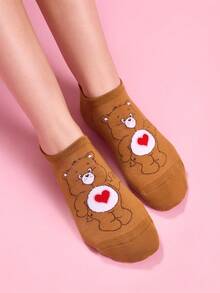 SHEIN X Care Bears 6雙時尚透氣柔軟隱形船襪 女款短襪 加強後跟耐磨款 彩色卡通雲朵圖案 - 雜色 - 查看 8