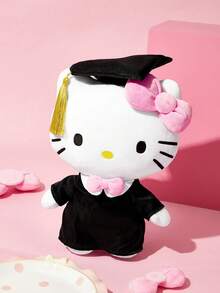HELLO KITTY AND FRIENDS | SHEIN 1PC-Cute Kitty Graduation Gown Plush Doll, Graduation Season Doll, Graduation Plush Gift - Black - View 2