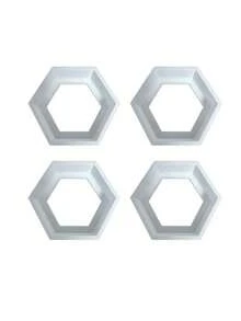 3/4Pcs Hexagon Floating Shelves, Nordic Wall Mount Storage Rack, Creative Geometric Decor Shelf For Living Room & Entryway - multicolor - View 8