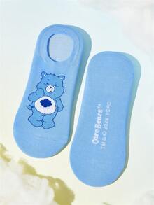 SHEIN X Care Bears 6雙時尚透氣柔軟隱形船襪 女款短襪 加強後跟耐磨款 彩色卡通雲朵圖案 - 雜色 - 查看 13