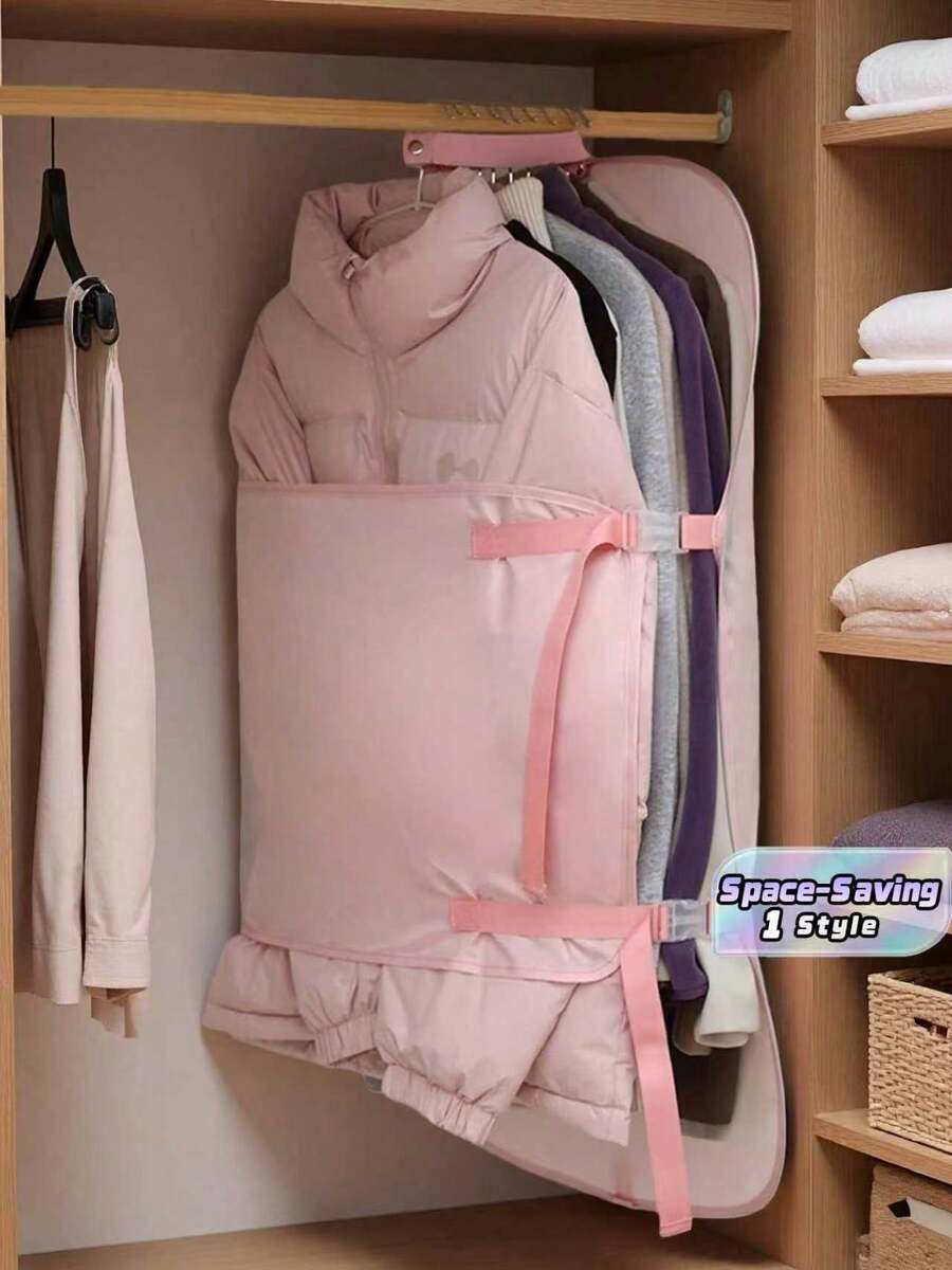 1 pieza Nueva tabla de almacenamiento por compresión, tabla de compresión, funda antipolvo para prendas, herramienta de almacenamiento para armario, bolsa de almacenamiento para ropa de tela & chaquetas de plumón - Multicolor - Ver 1