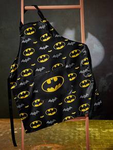 BATMAN X SHEIN 1 PC Cute Print Apron, Suitable For Both Men And Women, For Bake & Kitchen, Cleaning, Gifts - Black - View 1
