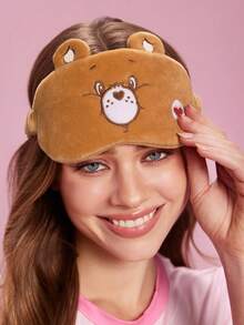 SHEIN X Care Bears 1Pc Cartoon Embroidered Blindfold, Soft Plush Material, Strong Shading Power, Suitable For Going Out For Travel, Office Lunch Break - Brown - View 5
