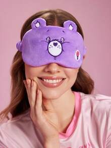SHEIN X Care Bears 1件裝卡通刺繡眼罩，柔軟毛絨材質，遮光力強，適合外出旅行、辦公室午休使用 - 紫色 - 查看 4