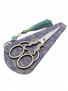3Pcs/Set Luxury Vintage Scissors Set With Tassels, Stainless Steel Blade For Embroidery/Sewing/Christmas Crafts, Office & Student Scissors With Leather Sleeves, Tarnish-Resistant - Section A - View 11