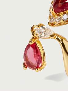 Glisma 18k Gold Plated Ladies Pink Fashion Open Ring - Pink - View 6