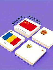 World Countries Flags Identification Flash Cards Set Educational Resource Home School Classroom Decor Back To School Gift Portable - Multicolor - View 3