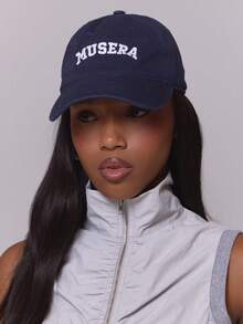 MUSERA Blue Graphic Baseball Trucker Hat Fall Autumn Winter Streetwear Outfits - Navy Blue - View 2