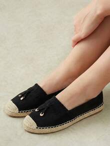 Styleloop Ladies Flat Straw Sandals Hemp Rope Shoes Bohemian Style, Suitable For Vacation, Daily Life, Leisure, Beach, Vacation, Travel - Black - View 4