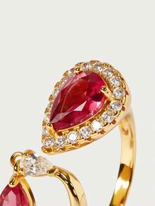 Glisma 18k Gold Plated Ladies Pink Fashion Open Ring - Pink - View 5