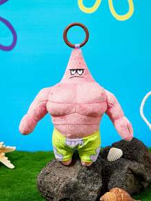 SpongeBob SquarePants | POKOJA LAND 1個肌肉聯名3D絨毛吊飾，可愛站立造型，趣味壯漢設計，可掛在包包、鑰匙、書包上，適合青少年與成人，生日或週年紀念的幽默禮物 - 粉色 - 查看 1
