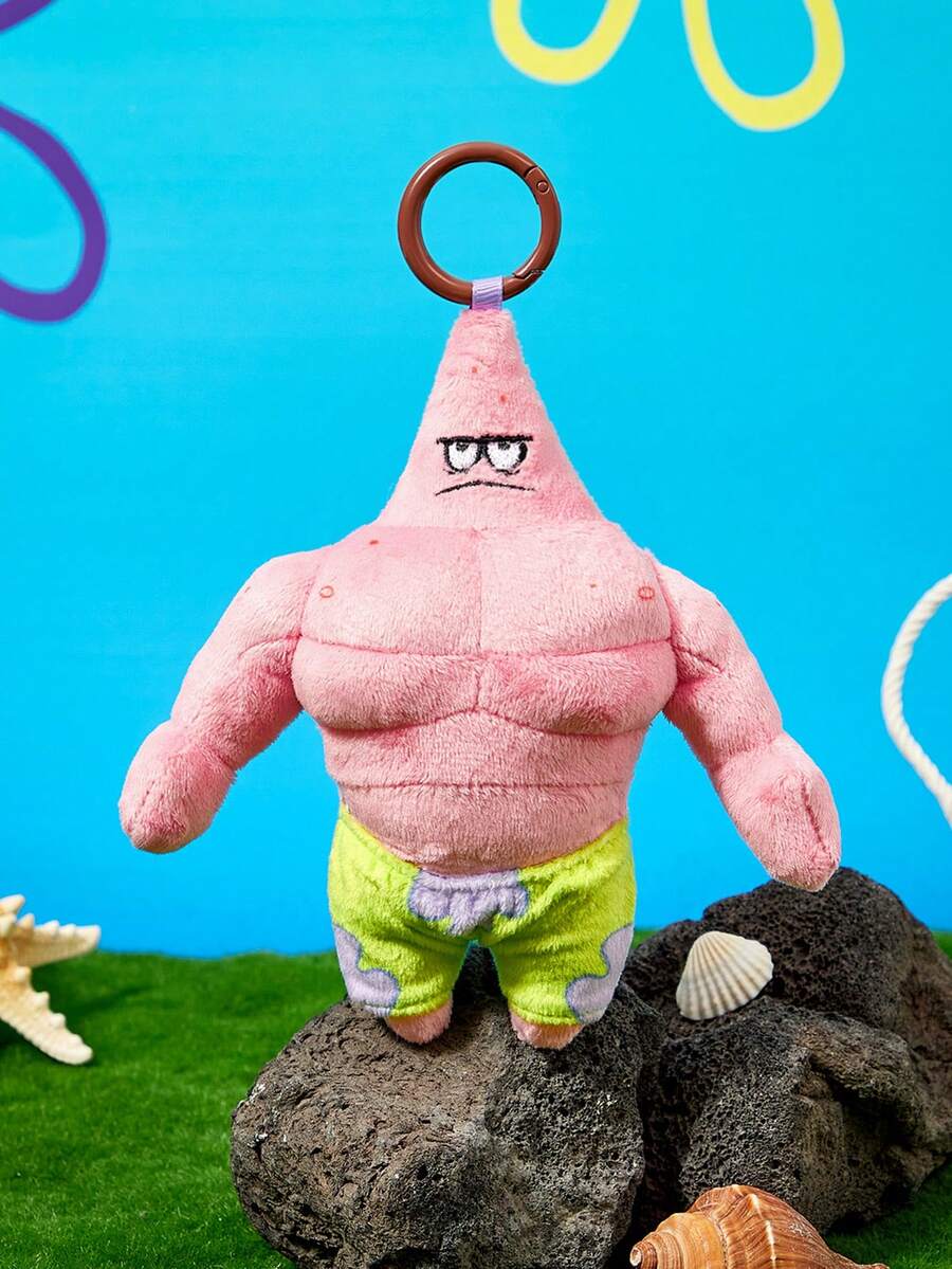 SpongeBob SquarePants | POKOJA LAND 1個肌肉聯名3D絨毛吊飾,可愛站立造型,趣味壯漢設計,可掛在包包、鑰匙、書包上,適合青少年與成人,生日或週年紀念的幽默禮物 - 粉色 - 查看 1