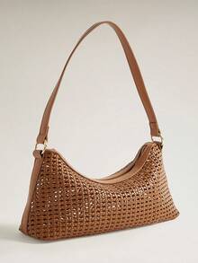 Wovira Women's Fashionable Brown Shoulder Bag With Exquisite Skeleton Weaving Craftsmanship For Daily Use, Commuting, Travel, Vacation, Bohemia - Brown - View 2