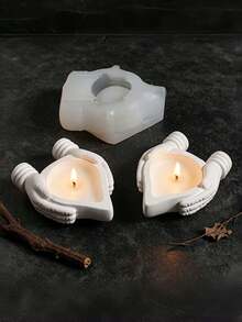 Cetakan Silikon Pot Bunga Tempat Lilin Bentuk Hati Genggam DIY Alas Lilin Aromaterapi Cetakan Resin Penyimpanan. - Memegang cinta di tangan - View 6